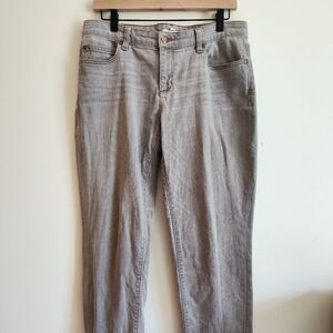 Eileen Fisher Organic Cotton Gray Jeans Women's 8 Distressed Tapered Stretch